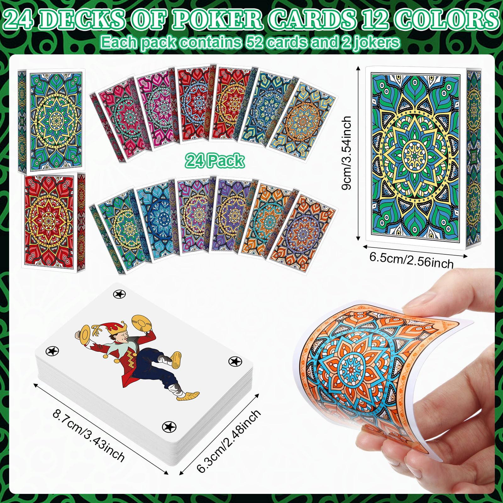 Zubebe 12-color mandala backs for varied game nights.