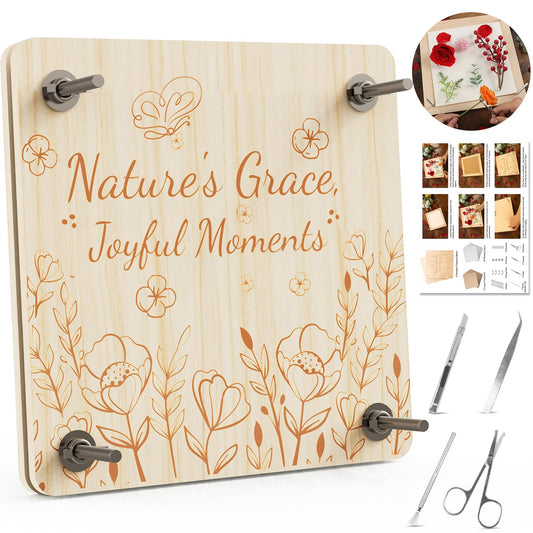 Zunmial Flower Press Kit 11x11 board setup supports large blooms for bookmarks and art.