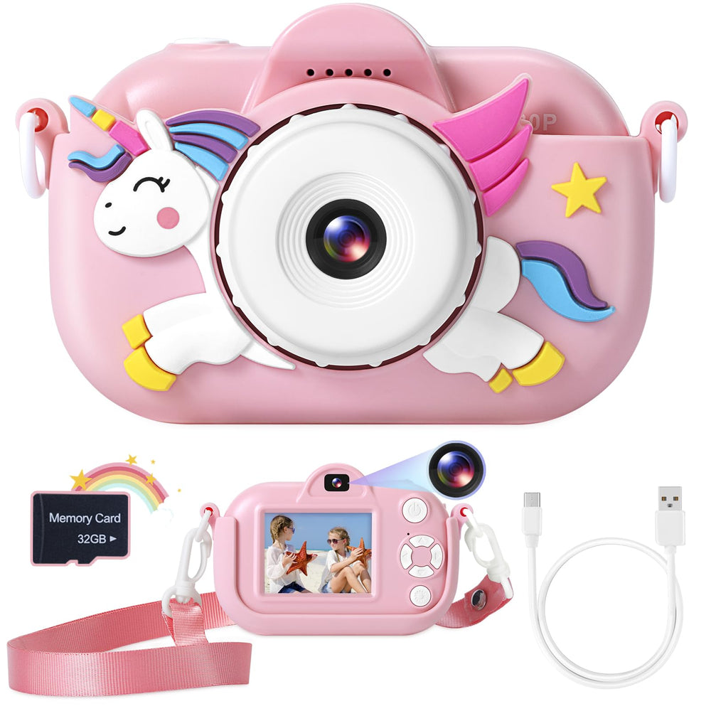 ZUODUN Kids Camera front view shows compact, kid-friendly design.