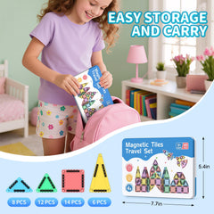 Zupooko magnetic tiles with triangles and quadrilaterals enable 2D and 3D builds.
