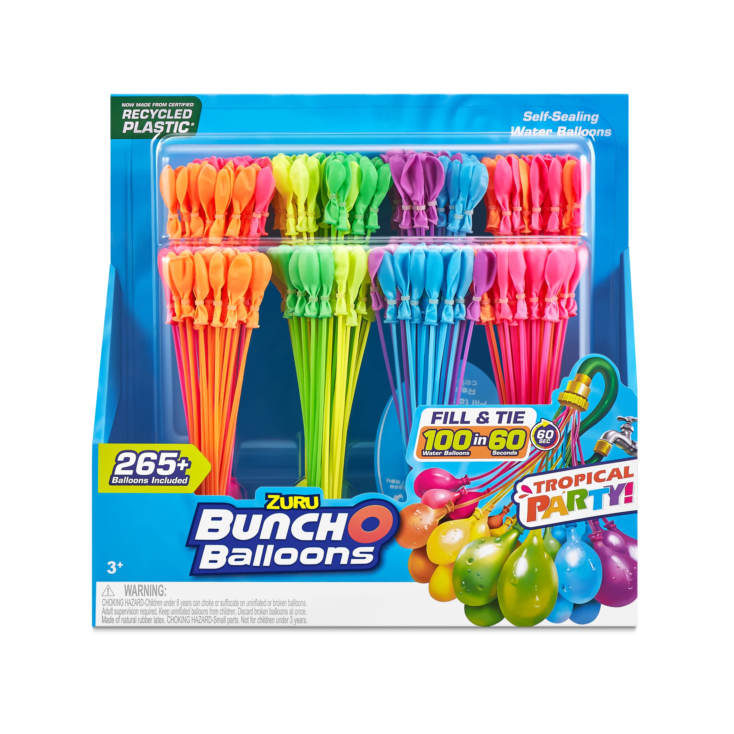 ZURU Bunch O Balloons Tropical Party Pack – 8 Clusters, 265 Water Bomb ...