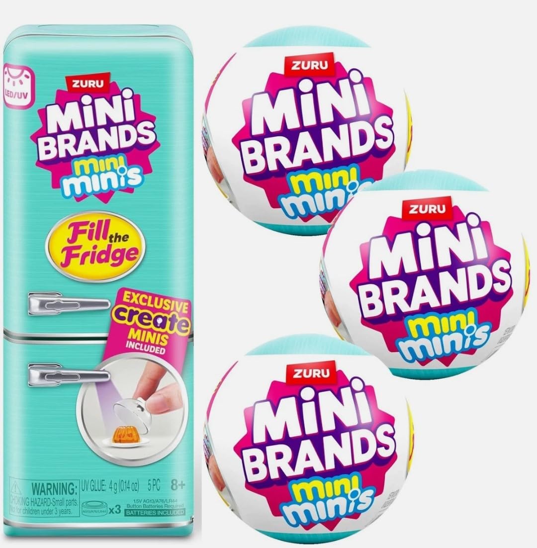 Zuru Mini Minis fridge front view, ideal for display of tiny kitchen collectibles.
