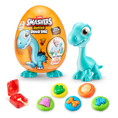 ZURU SMASHERS Dino Dig Brontosaurus egg with buildable dino for imaginative play.