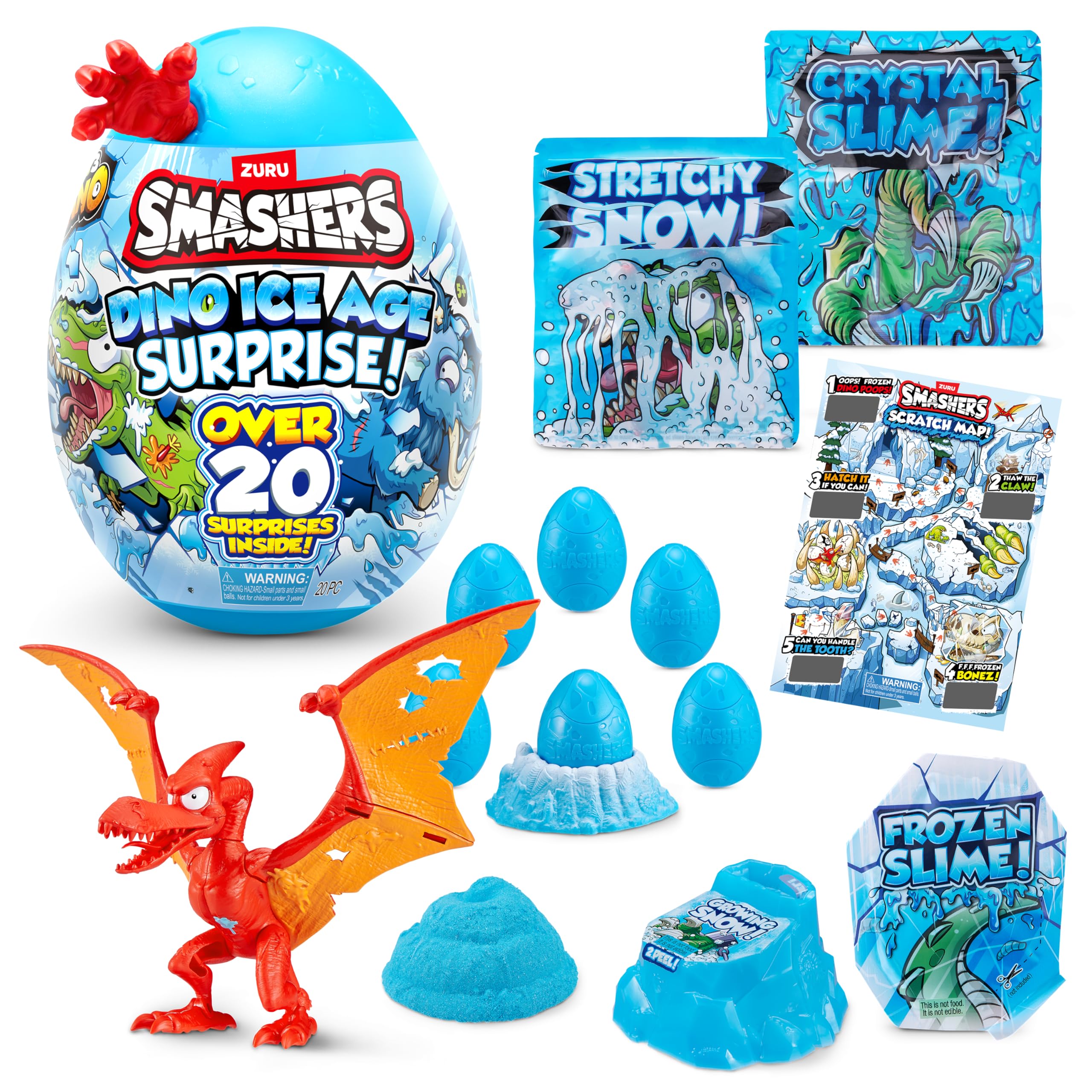 ZURU SMASHERS Dino Ice Age Pterodactyl Series 3 pack-open to build your Smash-o-saur collection.