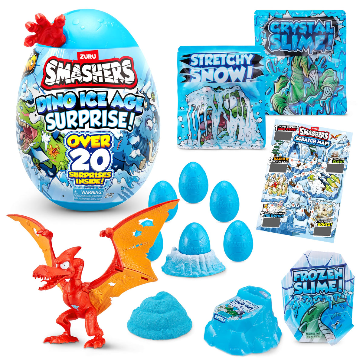 ZURU SMASHERS Dino Ice Age Pterodactyl Series 3 pack-open to build your Smash-o-saur collection.