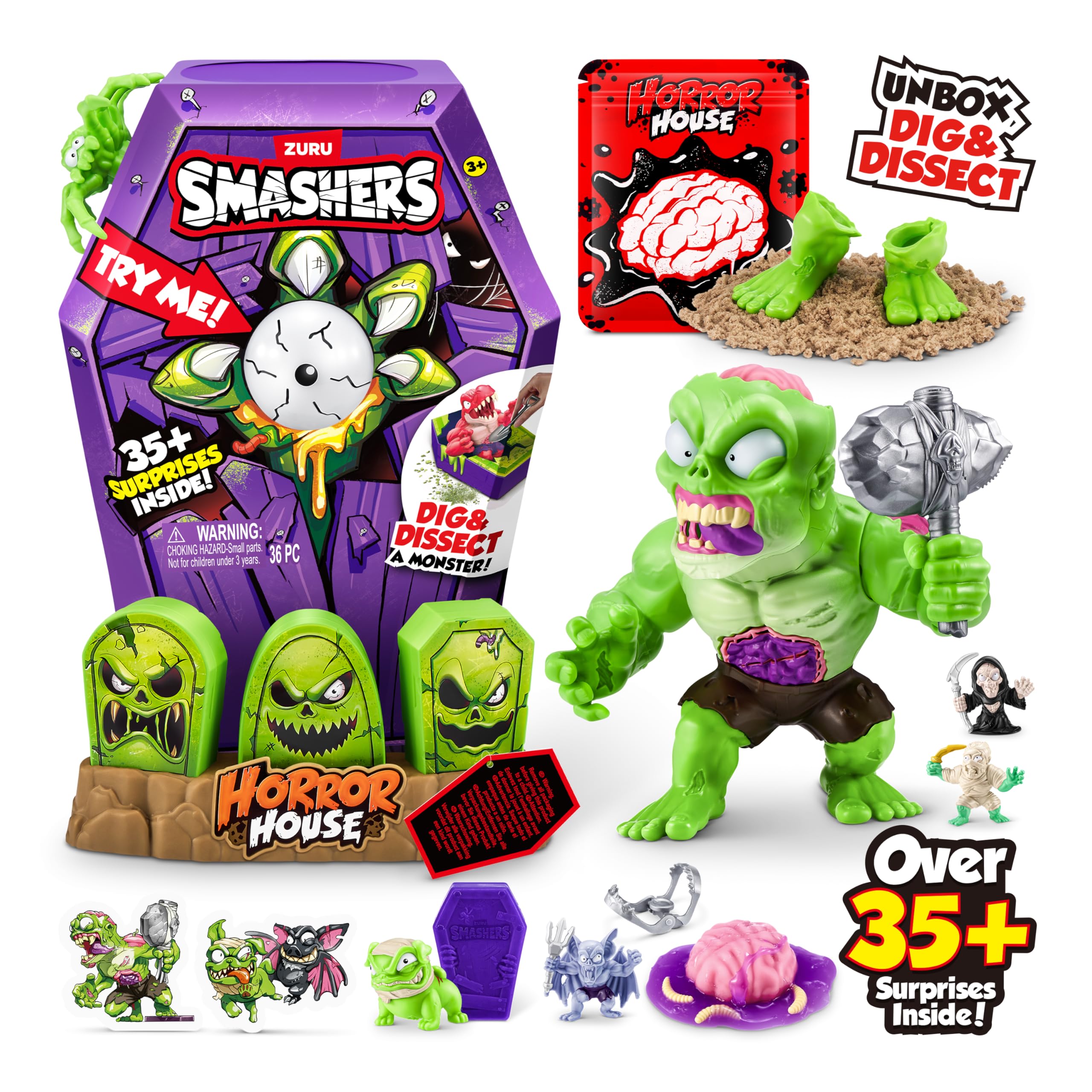 Brain and eye pieces ready to trigger monster activation in Smashers set