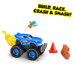 ZURU SMASHERS Monster Wheels inside view with three trucks ready for action.