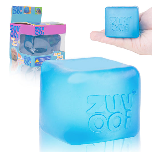 Zuvooi Stress Cube blue squishy in hand for calm focus