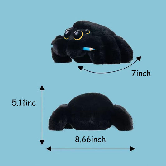ZWLCWYBDBD black spider plush close-up showing soft fabric texture.