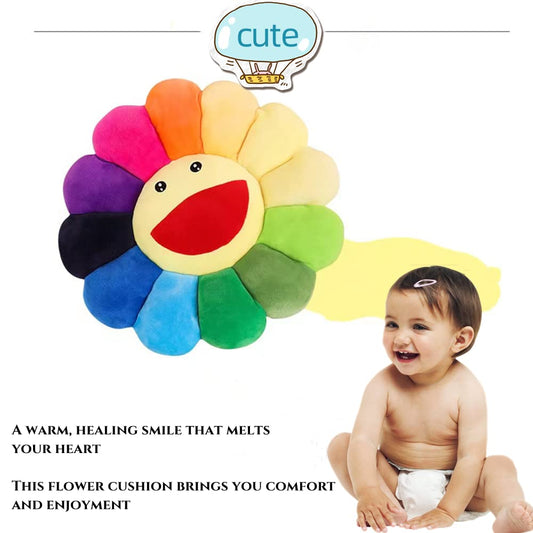 zxmbeddings sunflower smiley cushion soft and huggable for kids