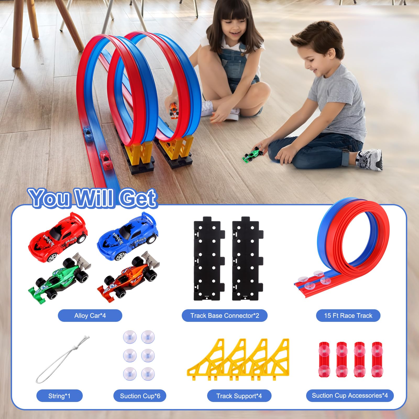 Zyllver family building track together on the living room floor