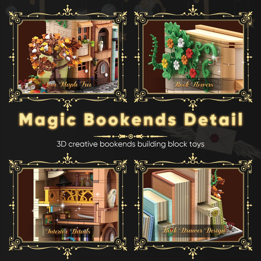 Back view of Zylvoxia Magic House bookend highlights sturdy base