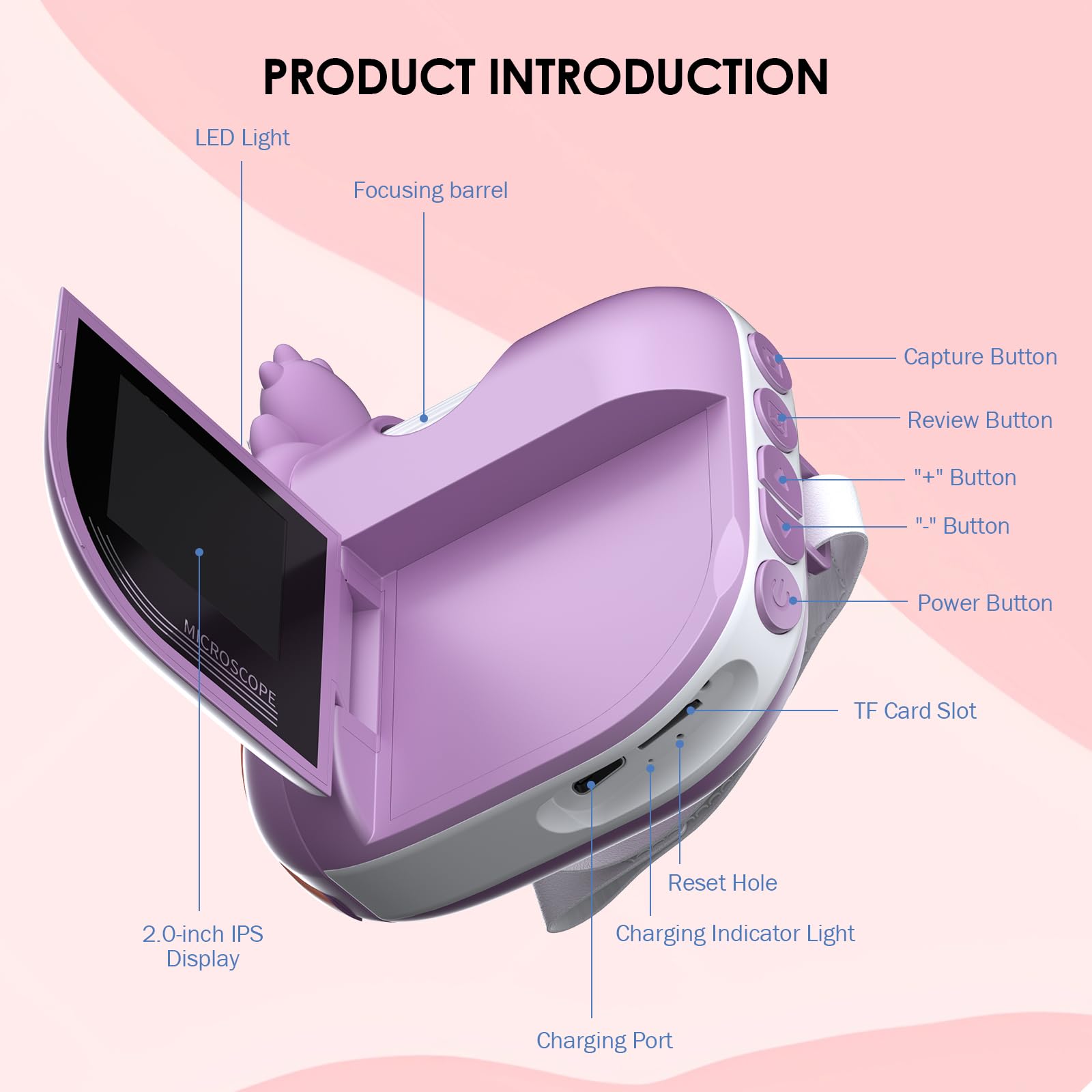 Zynoscope LED lighting with three brightness levels aids viewing.