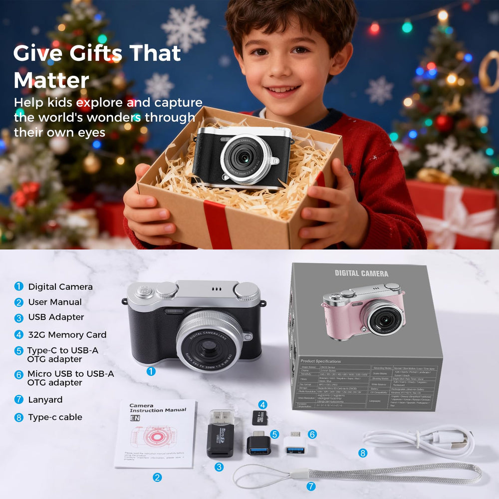 Zyxva Upgrade Kids Selfie Camera aesthetic black finish appeals to kids and parents.