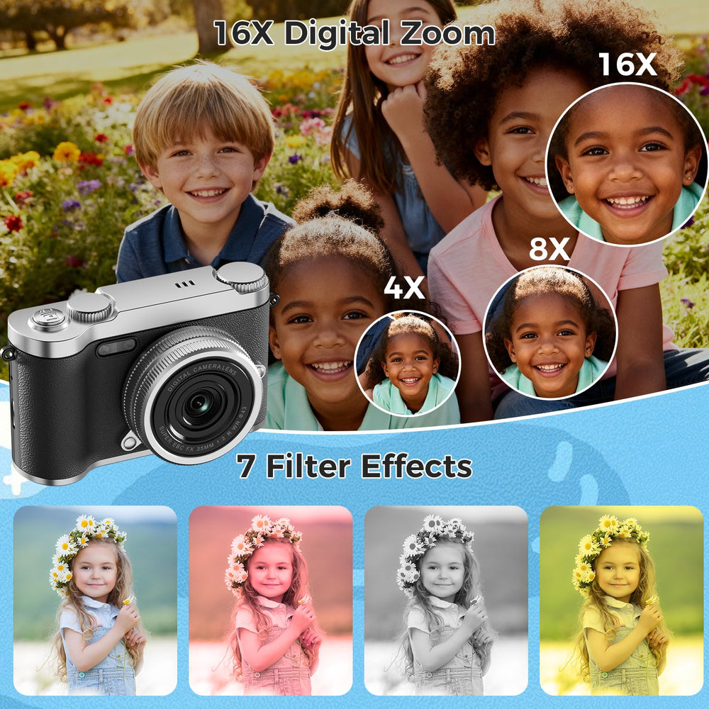 Zyxva Upgrade Kids Selfie Camera kid using view promotes easy capture and sharing.