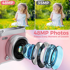 Zyxva Upgrade Kids Selfie Camera back view showing compact pink design.