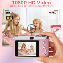 Zyxva Upgrade Kids Selfie Camera in-use action shot demonstrates playful photo sessions.