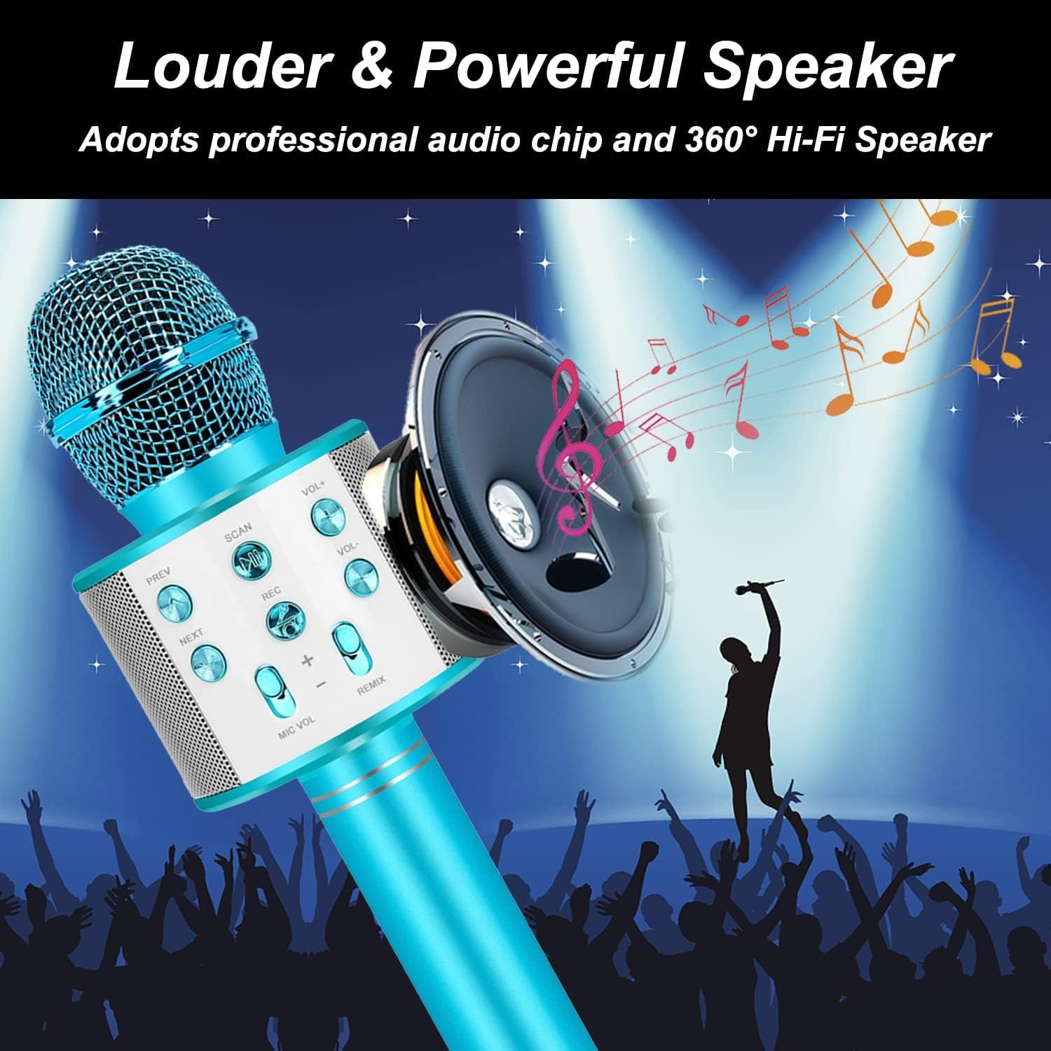 ZZLWAN durable aluminum karaoke microphone for long-lasting use