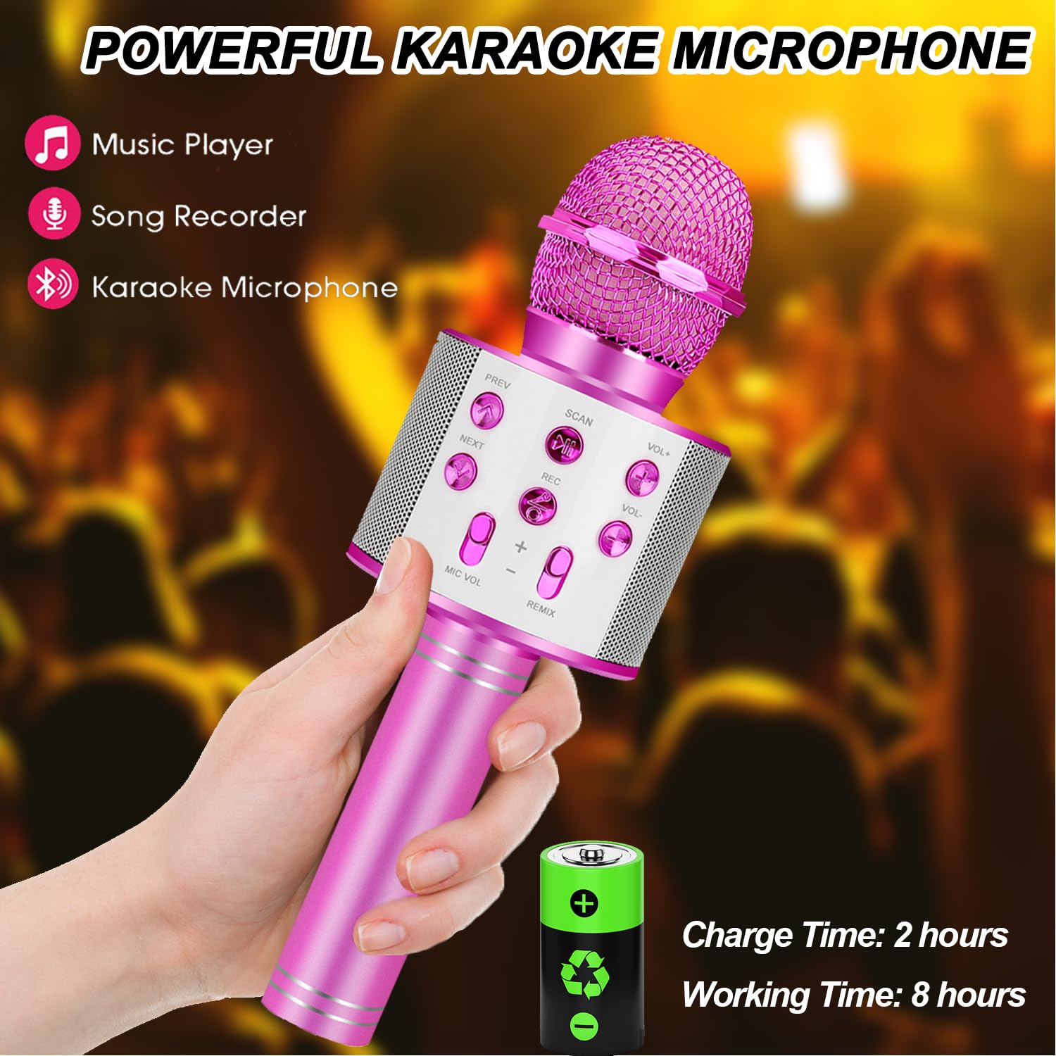 ZZLWAN Kids Karaoke Microphone Bluetooth connectivity for quick wireless singing