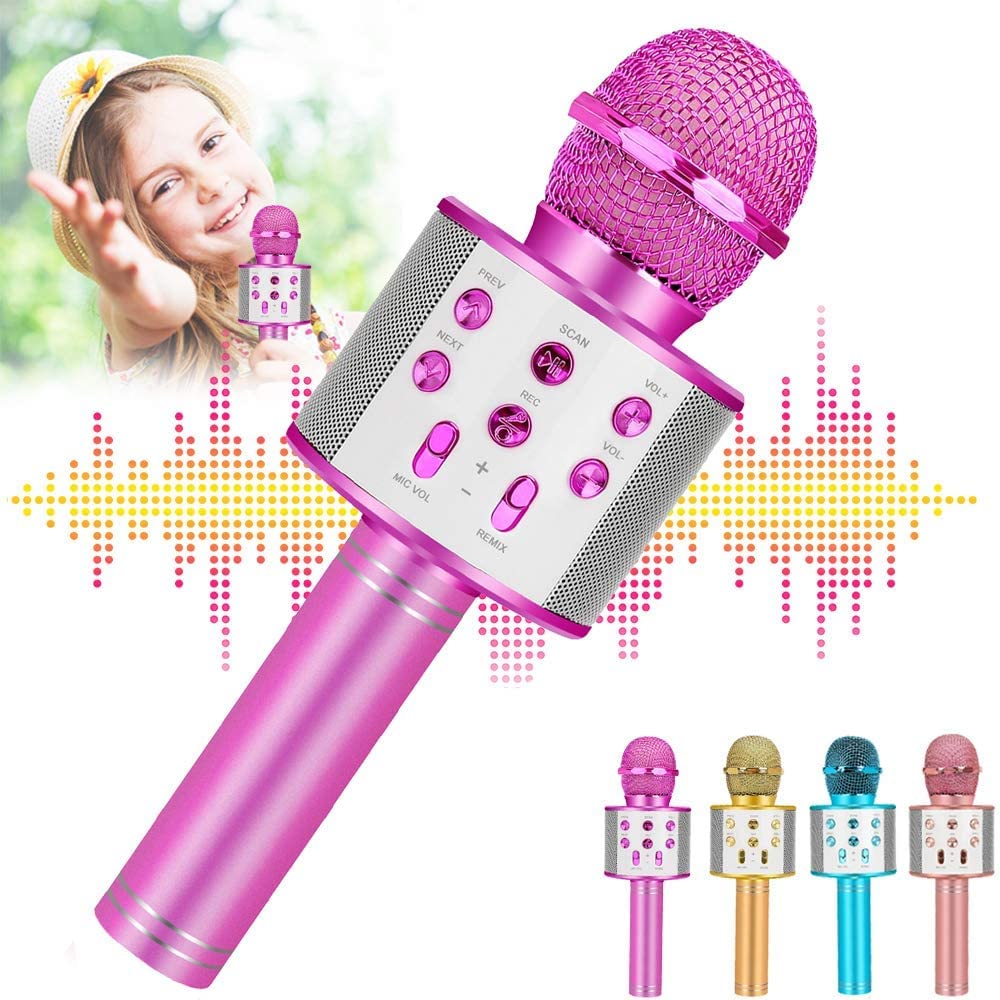 ZZLWAN Kids Karaoke Microphone front view, ideal for at-home sing-alongs and easy use