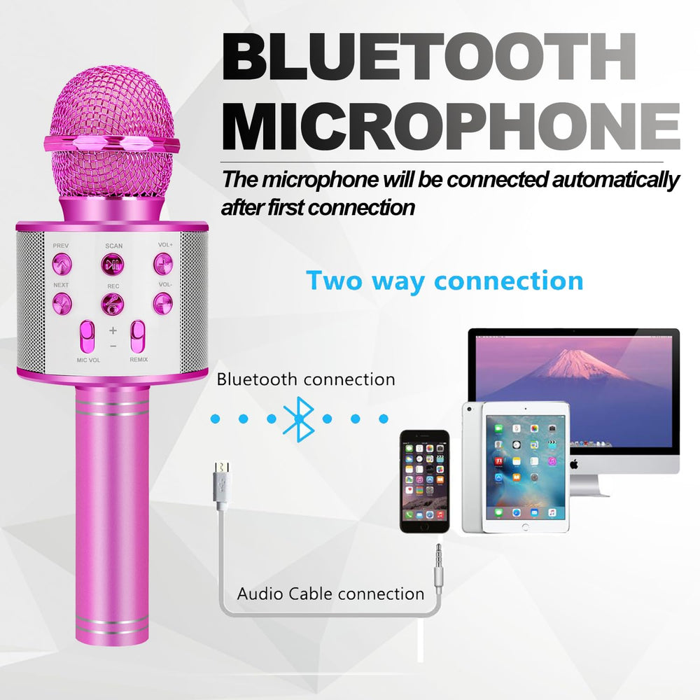 ZZLWAN Kids Karaoke Microphone side view, durable aluminum design for kids’ play