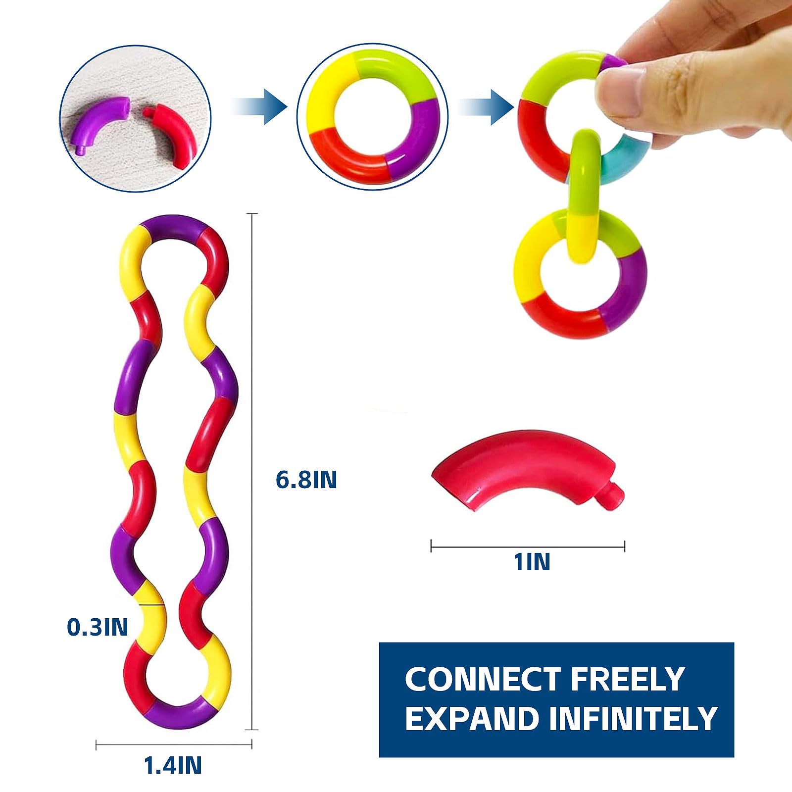 ZZSFBDZSW multicolor squeeze-twist chains for tactile engagement and creativity